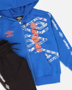 UMBRO - COMPLETO TUTA BIMBO FELPA BLU FULL ZIP CON CAPPUCCIO