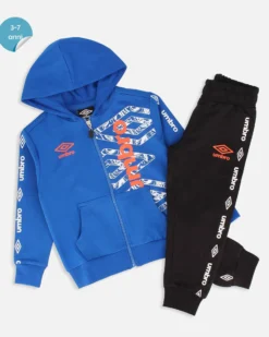 UMBRO - COMPLETO TUTA BIMBO FELPA BLU FULL ZIP CON CAPPUCCIO