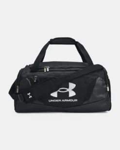 UNDER ARMOR - Borsone nero impermeabile con tasca frontale e logo bianco