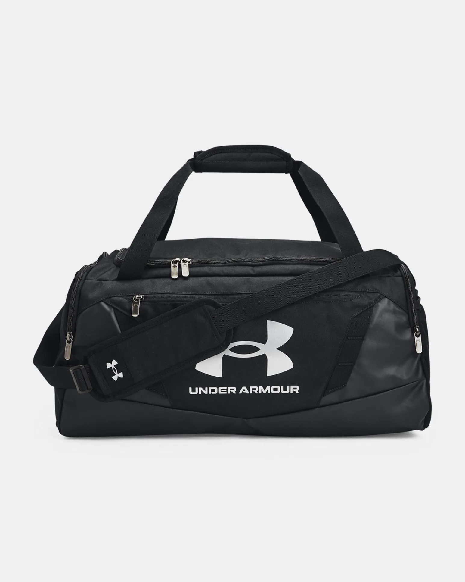 UNDER ARMOR - Borsone nero impermeabile con tasca frontale e logo bianco