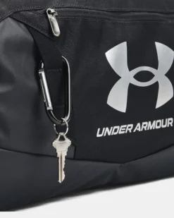 UNDER ARMOR - Borsone nero impermeabile con tasca frontale e logo bianco