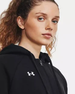 UNDER ARMOR - Felpa da donna nera con cappuccio zip frontale