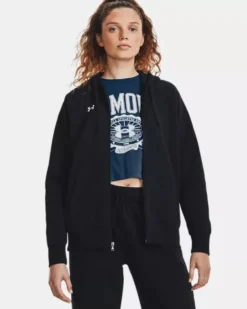 UNDER ARMOR - Felpa da donna nera con cappuccio zip frontale