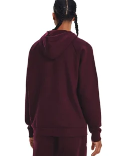 UNDER ARMOR - Felpa da uomo bordeaux con cappuccio e logo bianco