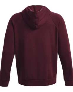UNDER ARMOR - Felpa da uomo bordeaux con cappuccio e logo bianco