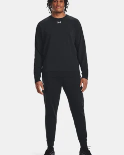 UNDER ARMOR - Felpa da uomo nera con logo bianco
