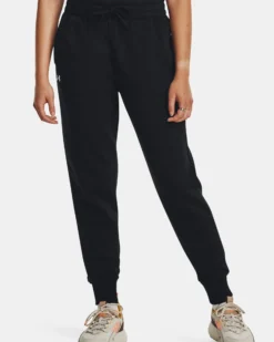UNDER ARMOR - Pantalone da donna nero felpato con elastico alle caviglie
