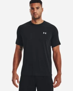 UNDER ARMOR - T shirt da allenamento uomo nera in tessuto traspirante