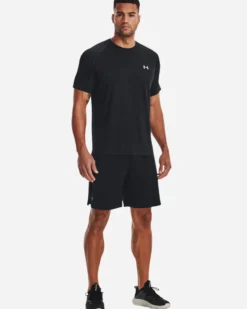 UNDER ARMOR - T shirt da allenamento uomo nera in tessuto traspirante