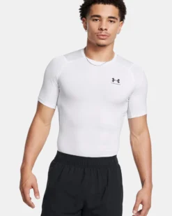 UNDER ARMOR - T SHIRT DA ALLENAMENTO ADERENTE IN TESSUTO TRASPIRANTE COMP SS BIANCA DA UOMO, 1361518_0100