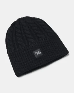 UNDER ARMOUR - Cappello invernale da donna nero con motivo a treccia