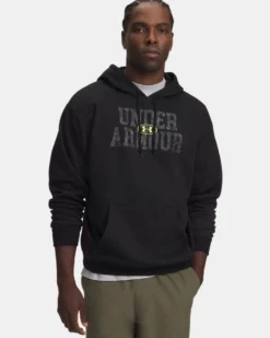 UNDER ARMOUR - FELPA CON CAPPUCCIO RIVAL FLEECE CAMO FILL NERA, CON DETTAGLI MIMETICI NERA DA UOMO, 6017022_0008