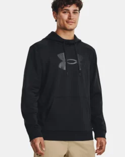 UNDER ARMOUR - Felpa da uomo nera con cappuccio