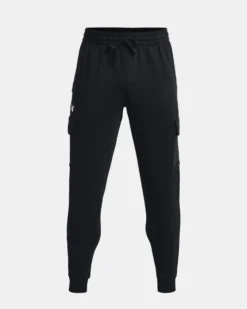 UNDER ARMOUR - Pantalone tuta cargo da uomo nero con logo bianco