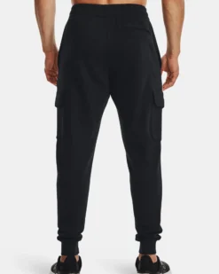 UNDER ARMOUR - Pantalone tuta cargo da uomo nero con logo bianco
