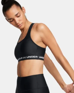 UNDER ARMOUR - REGGISENO SPORTIVO CROSSBACK MID BRA NERO CON DETTAGLI BIANCHI DA DONNA, 1361034_0006