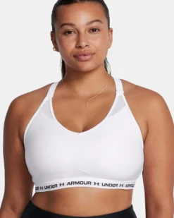 UNDER ARMOUR - REGGISENO SPORTIVO CROSSBACK LOW BRA ULTIMAT BIANCO DA DONNA, 1386424_0100