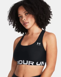 UNDER ARMOUR - REGGISENO SPORTIVO HG AUTHENTICS MID BRANDED NERO DA DONNA, 1383544_0001