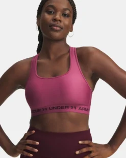 UNDER ARMOUR - REGGISENO SPORTIVO CROSSBACK MID BRA MALVA CON DETTAGLI NERI DA DONNA, 1361034_0659