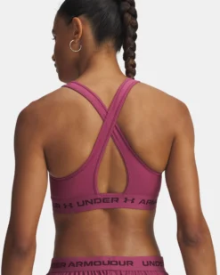 UNDER ARMOUR - REGGISENO SPORTIVO CROSSBACK MID BRA MALVA  CON DETTAGLI NERI DA DONNA, 1361034_0659