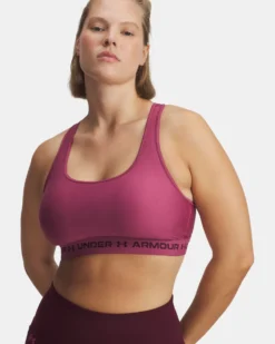 UNDER ARMOUR - REGGISENO SPORTIVO CROSSBACK MID BRA MALVA  CON DETTAGLI NERI DA DONNA, 1361034_0659
