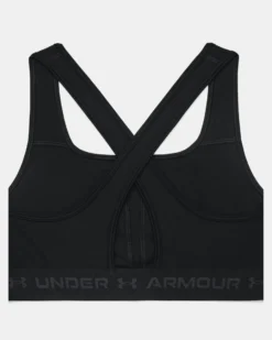 UNDER ARMOUR - REGGISENO SPORTIVO CROSSBACK MID BRA NERO  CON DETTAGLI GRIGI DA DONNA, 1361034_0001