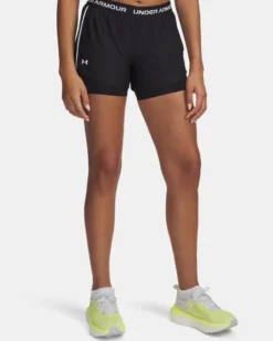 UNDER ARMOUR  - SHORT TECH PLAY UP 2IN1 NERI CON DETTAGLI BIANCHI DA DONNA,  1389895_0001