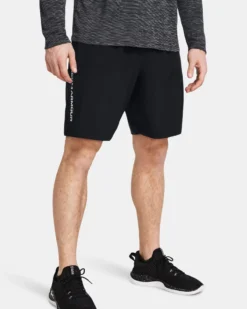 UNDER ARMOUR - SHORT WOVEN WDMK NERO CON DETTAGLI BIANCHI  DA UOMO, 1383356_0001