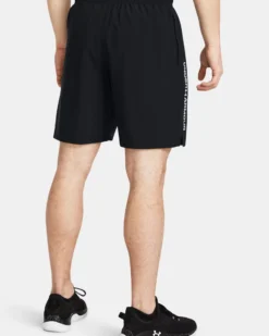 UNDER ARMOUR - SHORT WOVEN WDMK NERO CON DETTAGLI BIANCHI  DA UOMO, 1383356_0001