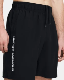 UNDER ARMOUR - SHORT WOVEN WDMK NERO CON DETTAGLI BIANCHI  DA UOMO, 1383356_0001