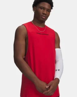 UNDER ARMOUR- SMANICATO UA HOOPS TRAINING TANK ROSSO DA UOMO, 6012823_0600