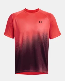 UNDER ARMOUR - T shirt da uomo arancione fluo in tessuto traspirante