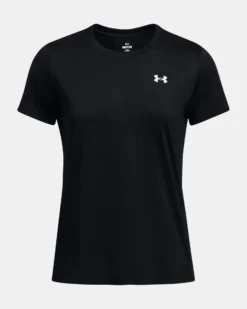 UNDER ARMOUR -T-SHIRT MEZZA MANICA TECH SSC - SOLID NERA  DA DONNA, 1384231_0001