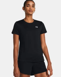UNDER ARMOUR -T-SHIRT MEZZA MANICA TECH SSC - SOLID NERA DA DONNA, 1384231_0001