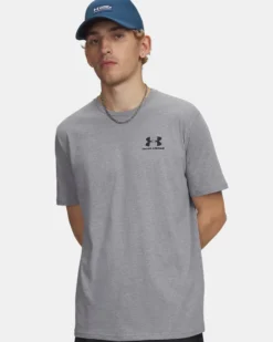 UNDER ARMOUR  - T- SHIRT MEZZA MANICA SPORTSTYLE LEFT  GRIGIA DA UOMO,  1326799_0036