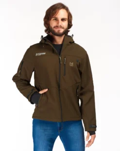 UNIVERS - GIACCA DA CACCIA MOENA VERDE IN SOFTSHELL IMPERMEABILE
