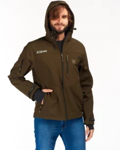 UNIVERS - GIACCA DA CACCIA MOENA VERDE IN SOFTSHELL IMPERMEABILE