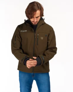 UNIVERS - GIACCA DA CACCIA MOENA VERDE IN SOFTSHELL IMPERMEABILE