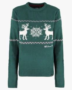 US GRAND - Maglione manica lunga verde con renna