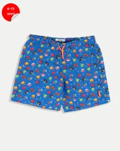 WAIKIKI RUN - BOXER MARE JUNIOR ( 6-13 ANNI) AZZURRI CON DETTAGLI GRAFICI MULTICOLOR, PESCETTI
