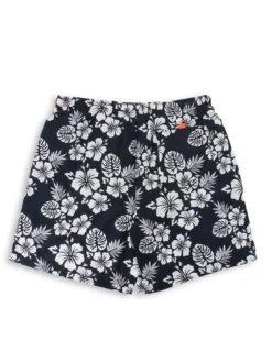 WAIKIKI RUN - BOXER MARE NERI CON DETTAGLI FLOREALI BIANCHI DA UOMO, MARTE