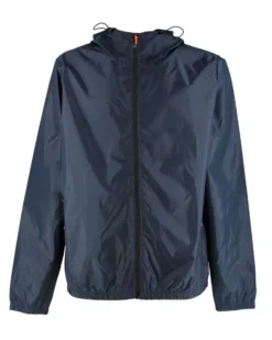 WAIKIKI RUN- K-WAY CON CAPPUCCIO  FULL ZIP UOMO  BLU SCURO CON DETTAGLI ARANCIONI FLUO - VERANO