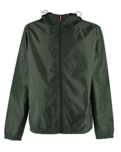 WAIKIKI RUN- K-WAY CON CAPPUCCIO FULL ZIP  UOMO VERDE MILITARE CON DETTAGLI ARANCIONI FLUO - VERANO