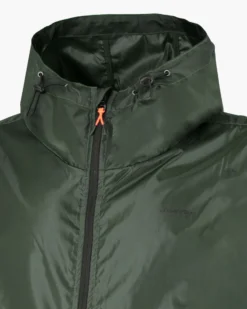 WAIKIKI RUN- K-WAY CON CAPPUCCIO FULL ZIP  UOMO VERDE MILITARE CON DETTAGLI ARANCIONI FLUO - VERANO