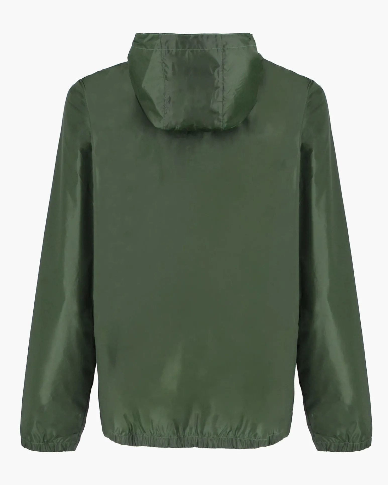WAIKIKI RUN- K-WAY CON CAPPUCCIO FULL ZIP UOMO VERDE MILITARE CON DETTAGLI ARANCIONI FLUO - VERANO