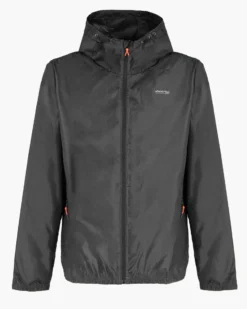 WAIKIKI RUN- K-WAY CON CAPPUCCIO FULL ZIP  UOMO NERO CON DETTAGLI ARANCIONI FLUO - VERANO