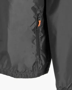 WAIKIKI RUN- K-WAY CON CAPPUCCIO FULL ZIP  UOMO NERO CON DETTAGLI ARANCIONI FLUO - VERANO