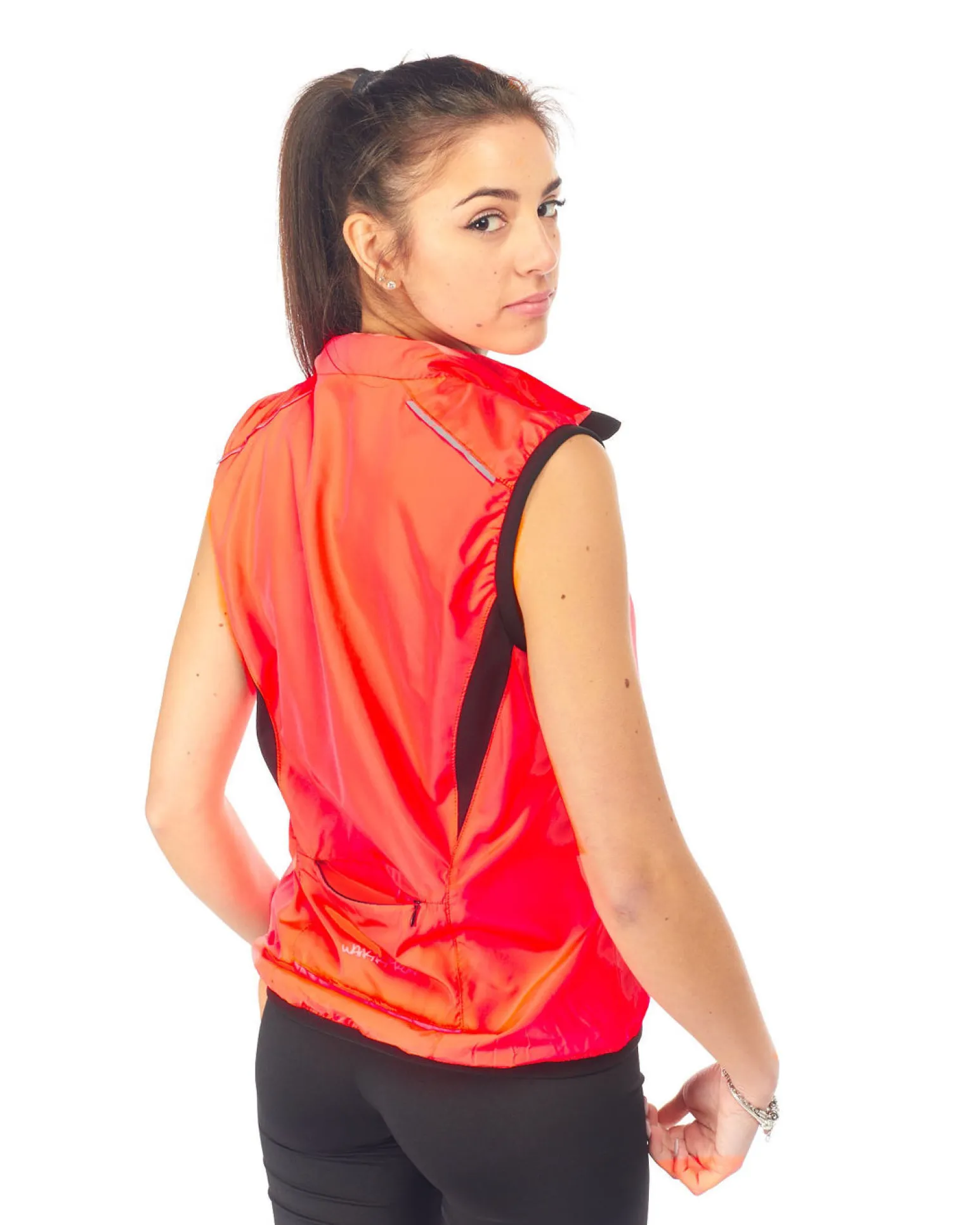 WAIKIKI RUN - SMANICATO FULL ZIP CORALLO FLUO E NERA DA DONNA - RITA