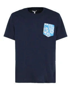 WAIKIKI RUN - T-SHIRT MEZZA MANICA  CON TASCHINO BLU CON DETTAGLI FLOREALI, URANIO