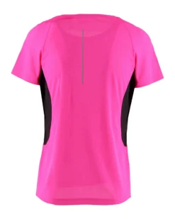 WAIKIKI RUN - T-SHIRT SPORTIVA JAQUARD WAFFLE IN MESH TRASPIRANTE FUXIA FLUO E NERA DA DONNA - MARCELA